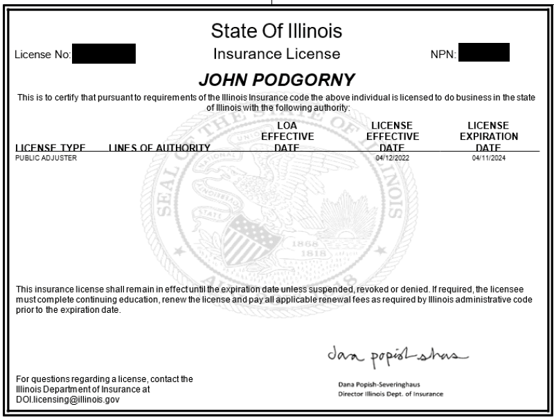 illinois public adjuster exam pa license