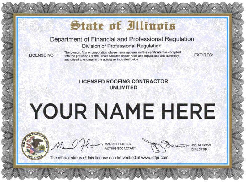 illinois roofing license classes certificate